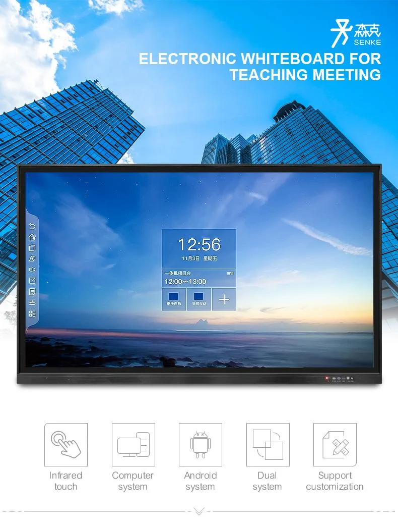 Dual OS 100 Inch Infrared Iwb Multi-Touch Smart Board Class Room Electronic Interactive Whiteboard Online
