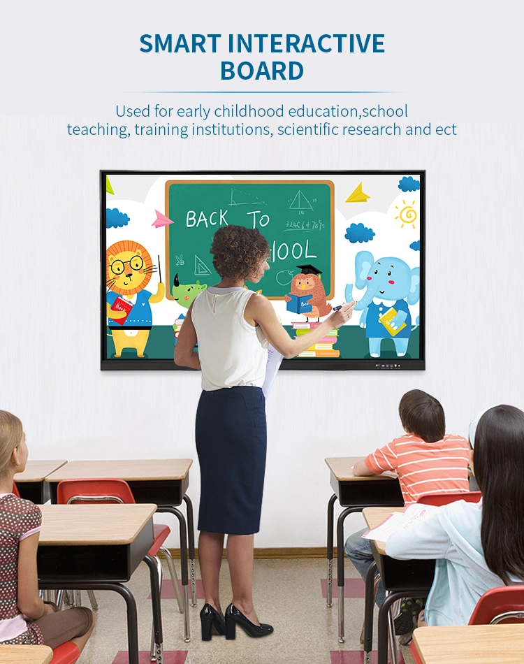 School Teaching 65 75 86 100 110 Inch Infrared or Capacitive Touchscreen Smart Board Ifpd Interactive Flat Panel Display