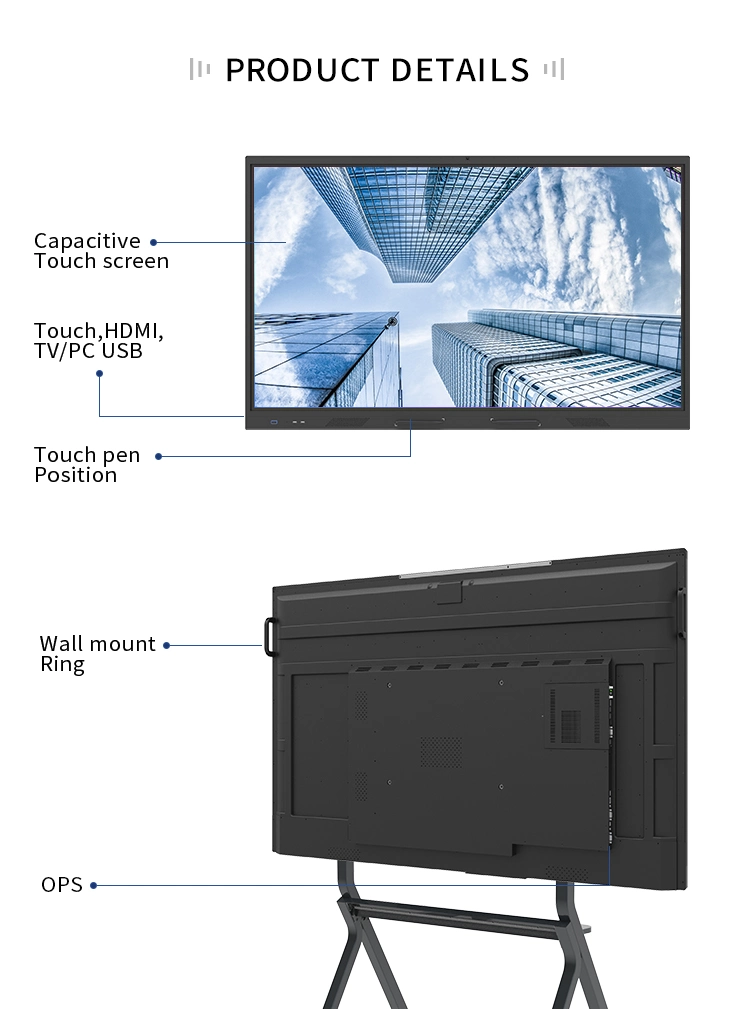 Educational Meeting Equipment Interactive Whiteboard Panel Touch Screen 4K Smart Digital Board