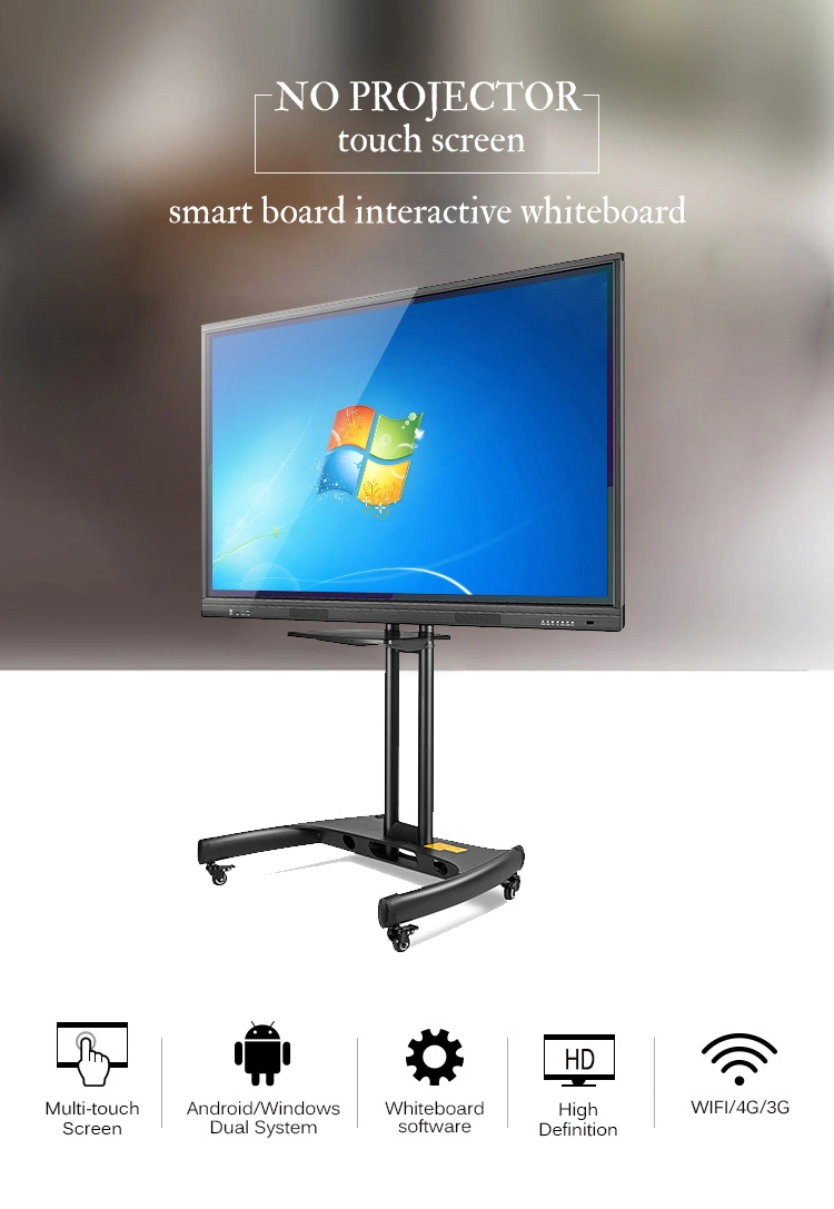 Factory Price Floor Stand 4K Screen Windows 10 Classroom Board Touch Screen 65" Interactive Whiteboard Smart